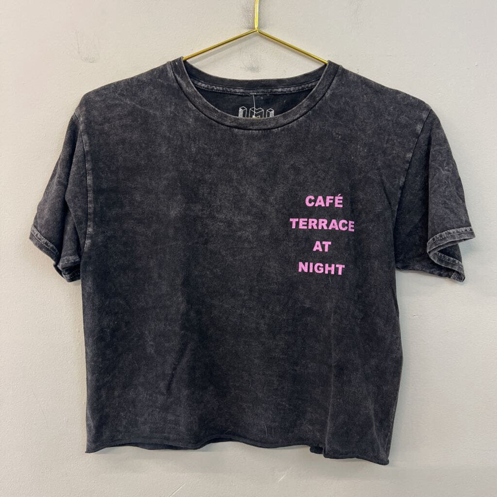 Black/ Multi Vincent Van Gogh Cropped Short Sleeve Graphic Tee Extra Small