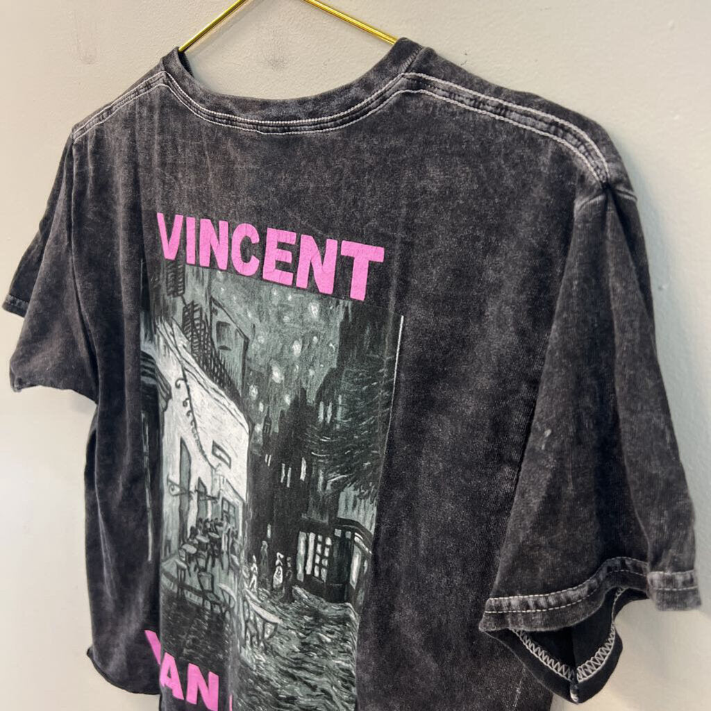 Black/ Multi Vincent Van Gogh Cropped Short Sleeve Graphic Tee Extra Small