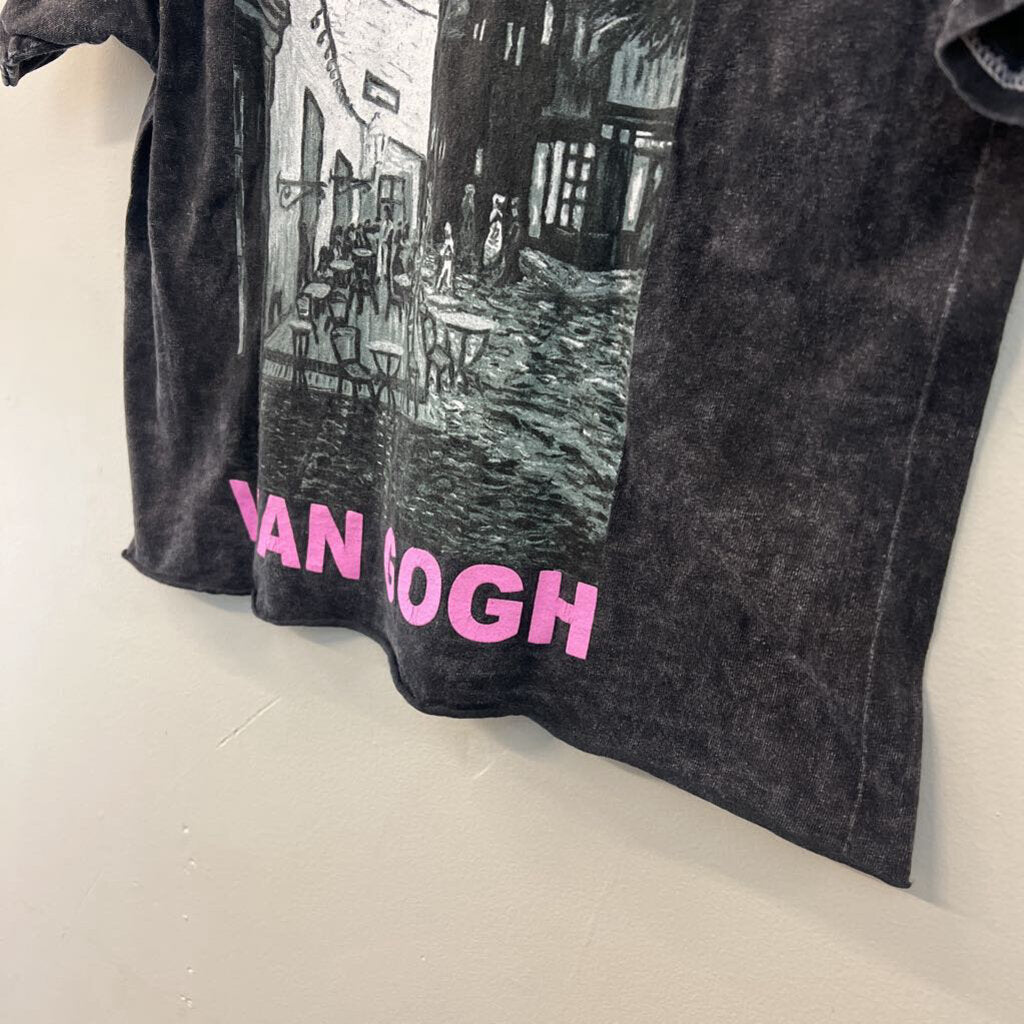 Black/ Multi Vincent Van Gogh Cropped Short Sleeve Graphic Tee Extra Small