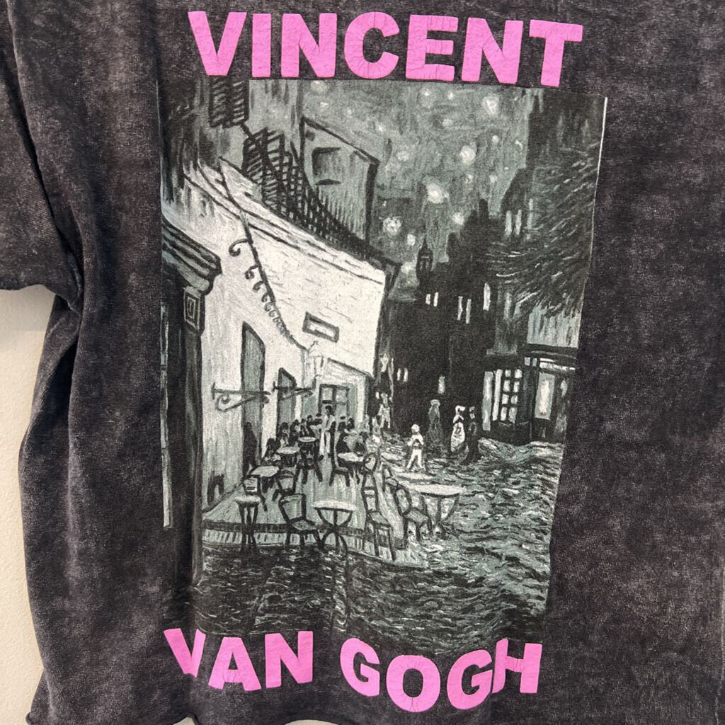 Black/ Multi Vincent Van Gogh Cropped Short Sleeve Graphic Tee Extra Small