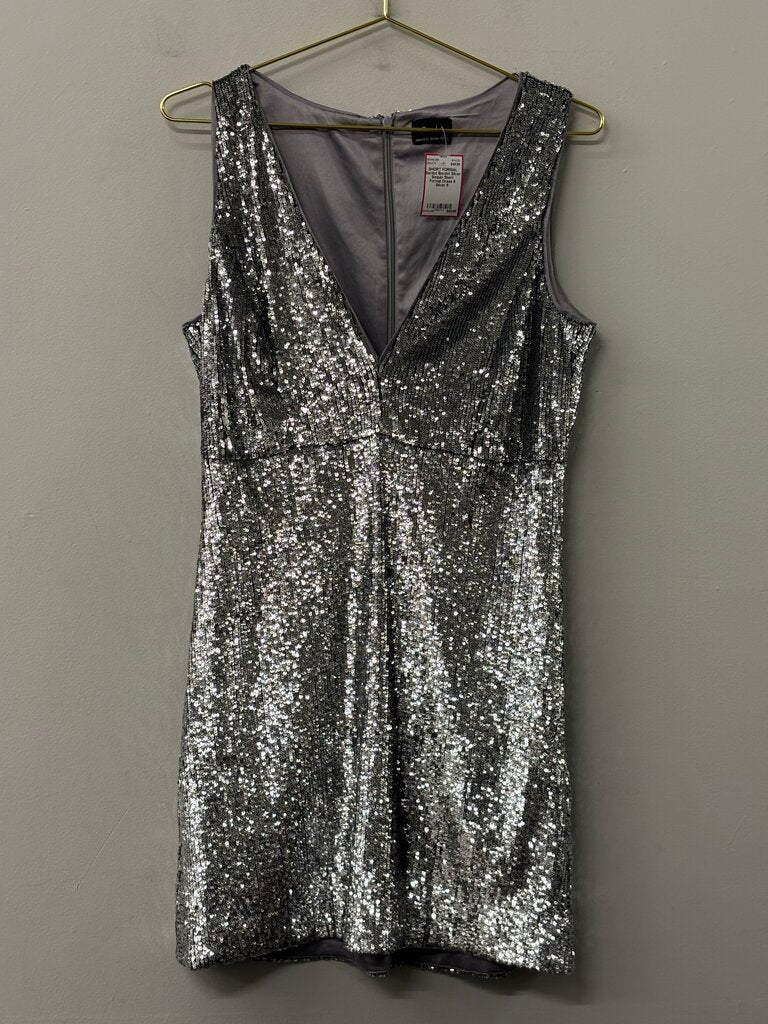 Bardot Silver Sequin Short Formal Dress 8