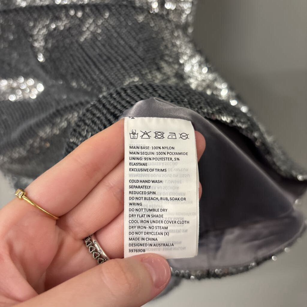 Bardot Silver Sequin Short Formal Dress 8