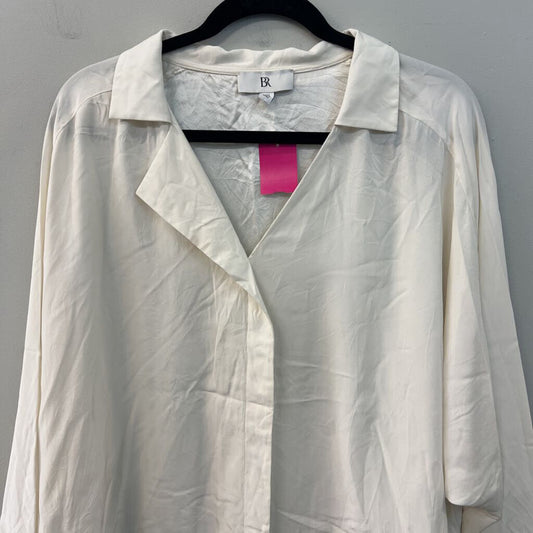 BR Cream Silky Long Sleeve Button Down Top Extra Large