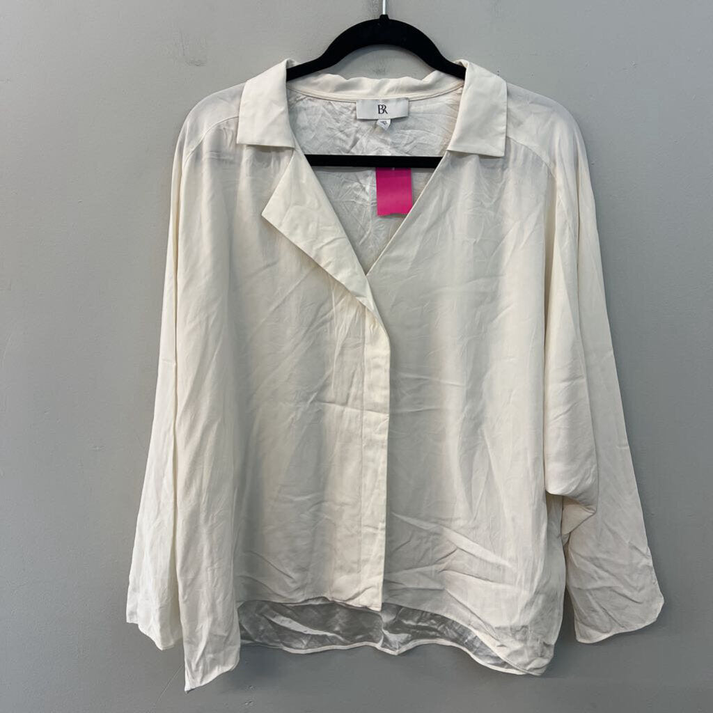 BR Cream Silky Long Sleeve Button Down Top Extra Large