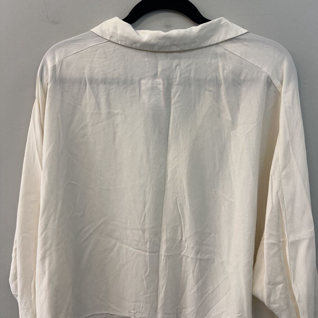 BR Cream Silky Long Sleeve Button Down Top Extra Large
