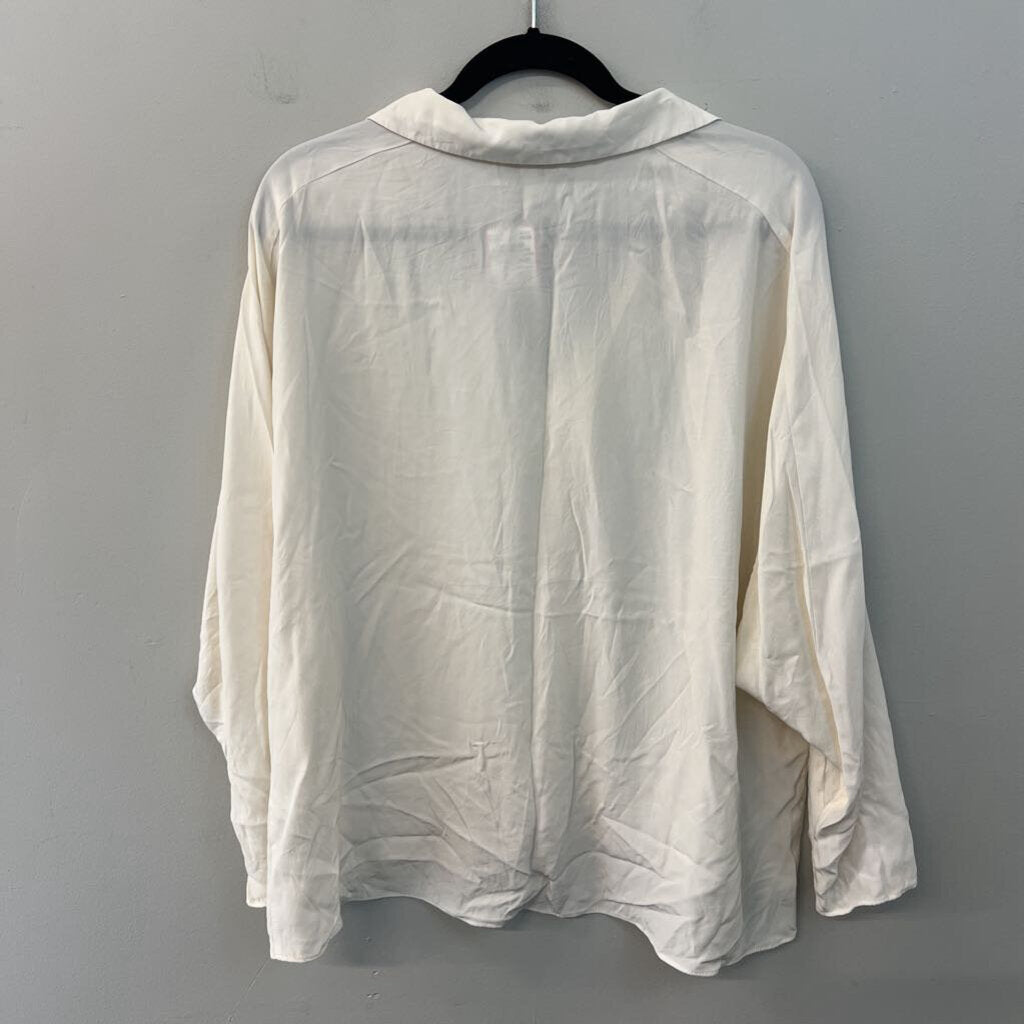 BR Cream Silky Long Sleeve Button Down Top Extra Large