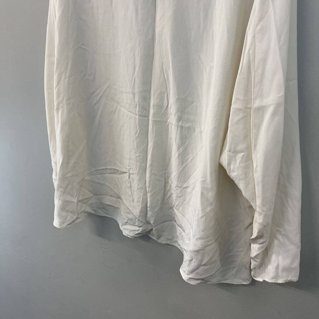 BR Cream Silky Long Sleeve Button Down Top Extra Large