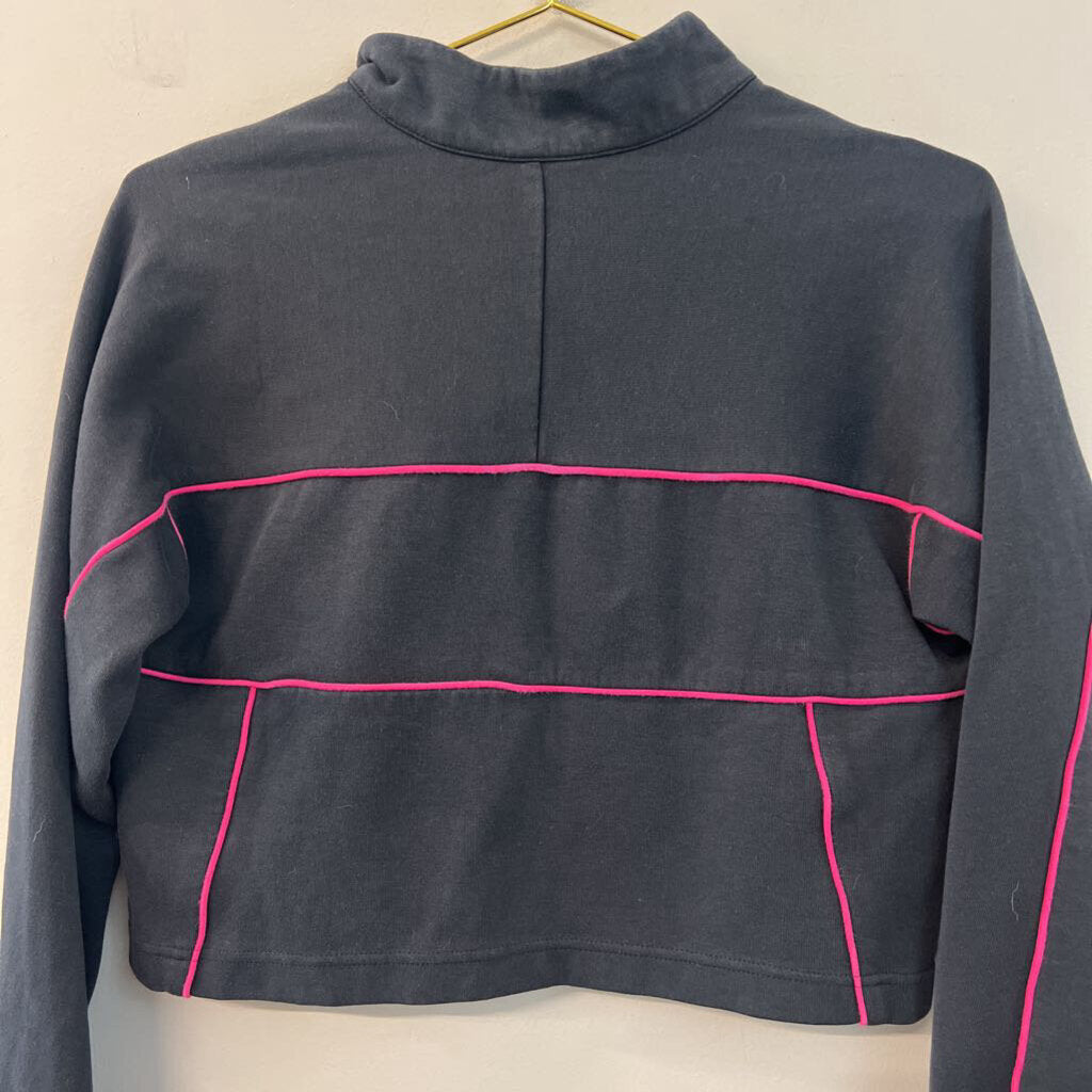 Adidas Black/ Pink Cropped Logo Pullover Small