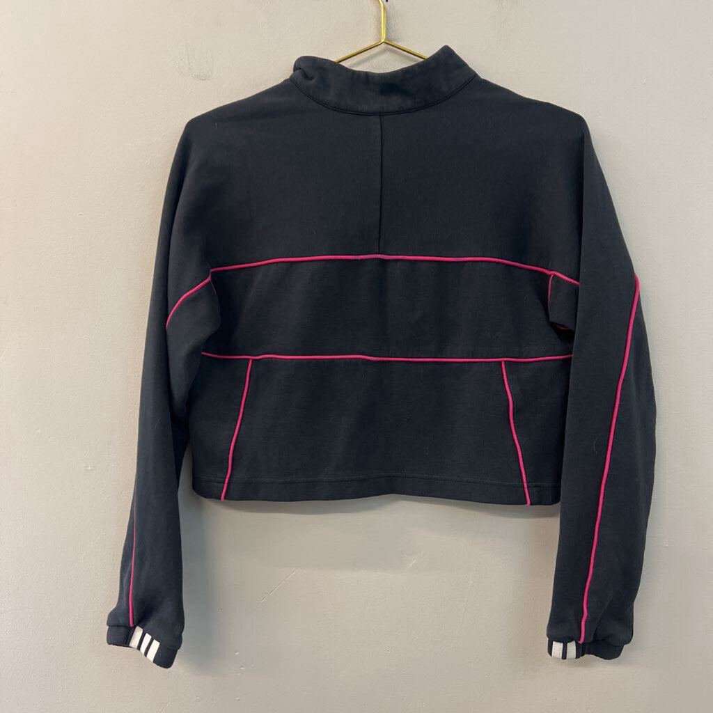 Adidas Black/ Pink Cropped Logo Pullover Small