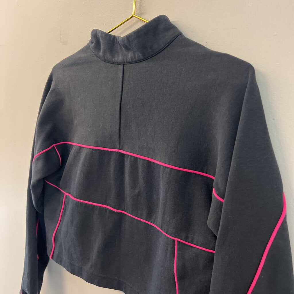 Adidas Black/ Pink Cropped Logo Pullover Small