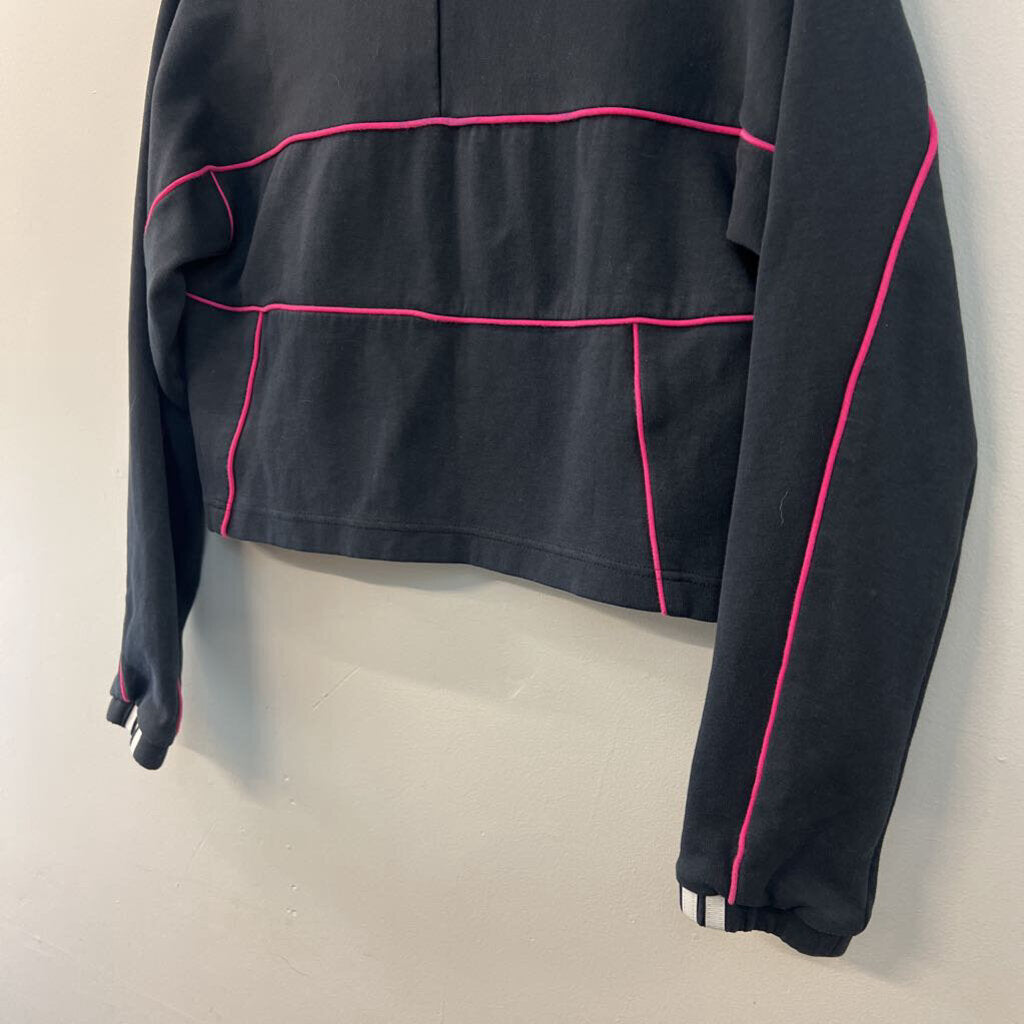 Adidas Black/ Pink Cropped Logo Pullover Small