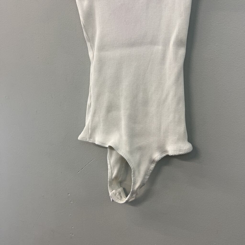 Jolie Cream Ruffle Strap Tank Bodysuit Medium