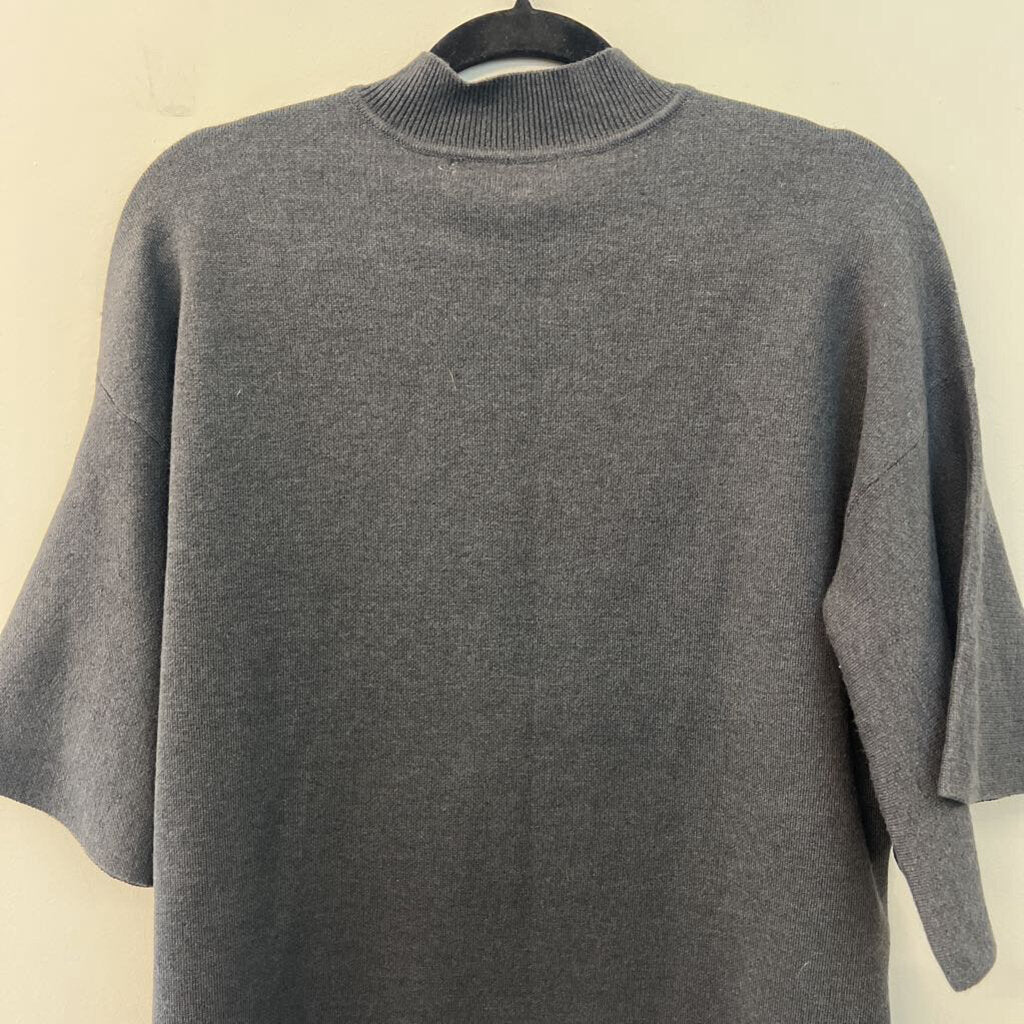 Sunday in Brooklyn Grey Short Ruffle Sleeve Mock Neck Top Small