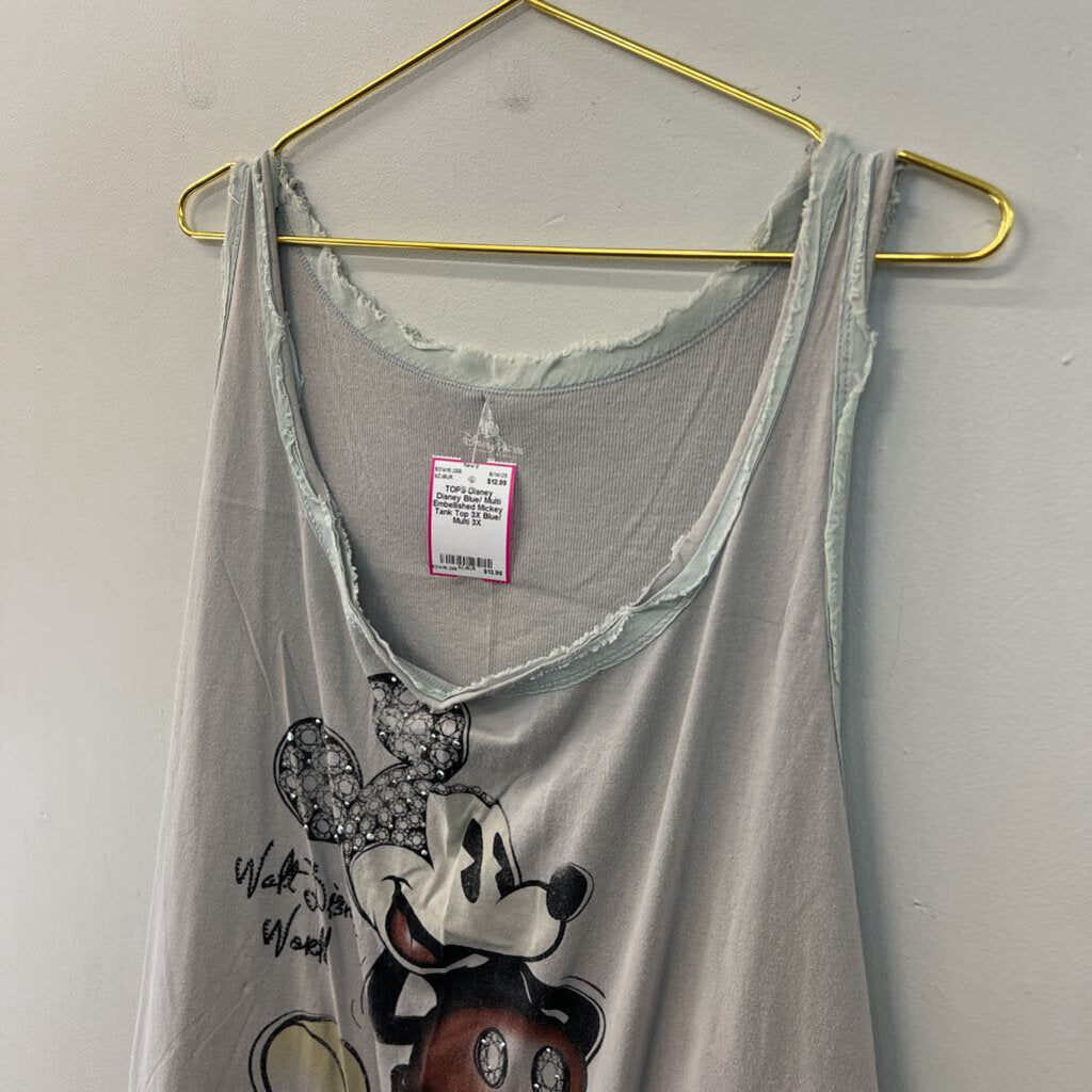 Disney Blue/ Multi Embellished Mickey Tank Top 3X