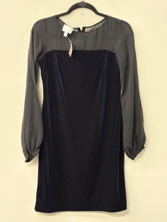 Donna Morgan Black Sheer Long Sleeve Blue Velvet Short Formal Dress 4