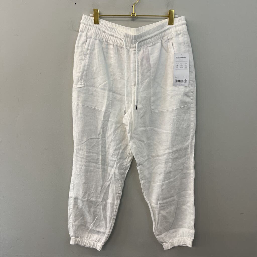 Athleta White Retreat Linen Pant 10 Petite