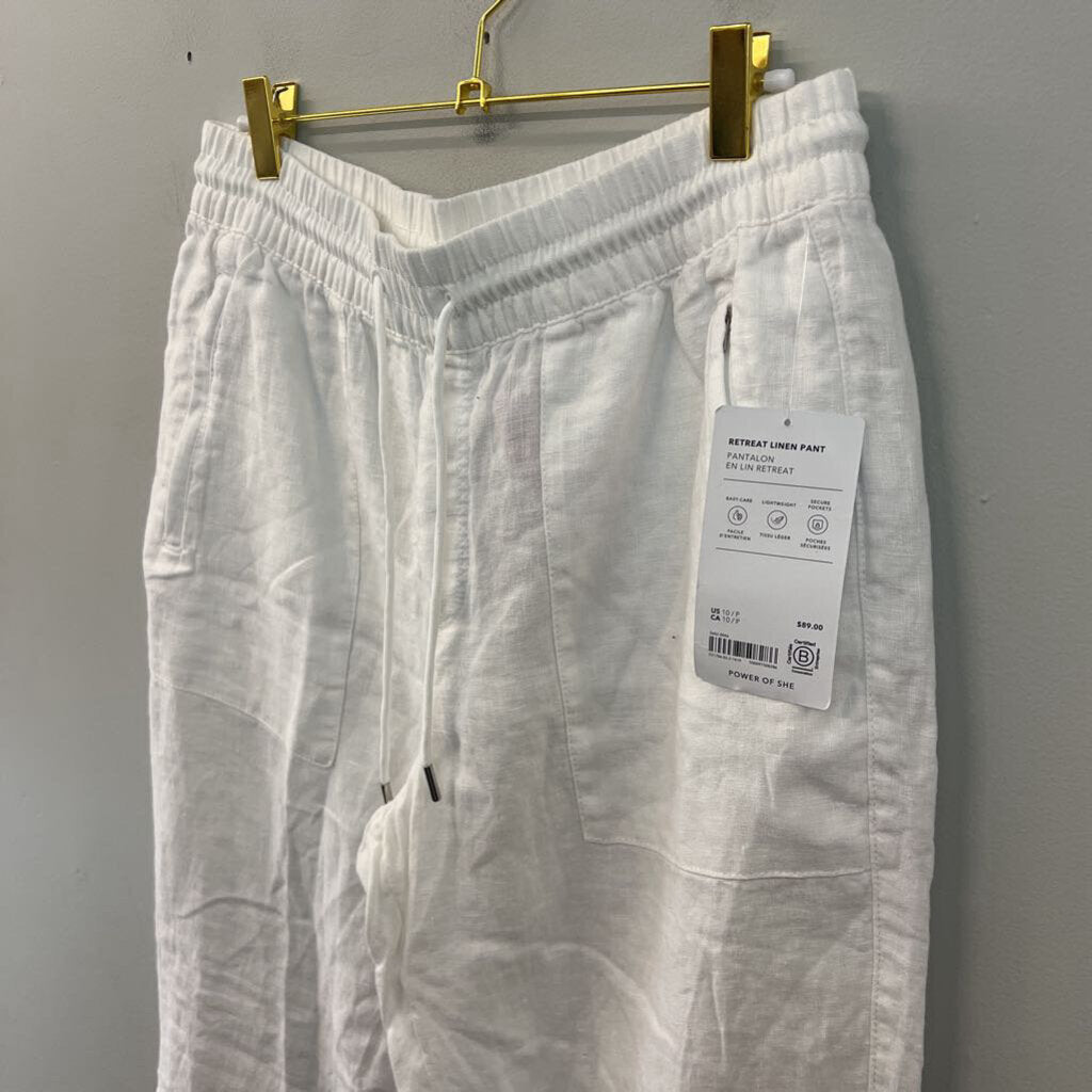 Athleta White Retreat Linen Pant 10 Petite
