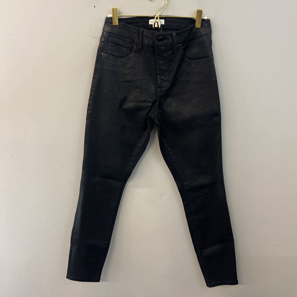Good American Black Coated Denim Skinny Leg Jeans 29
