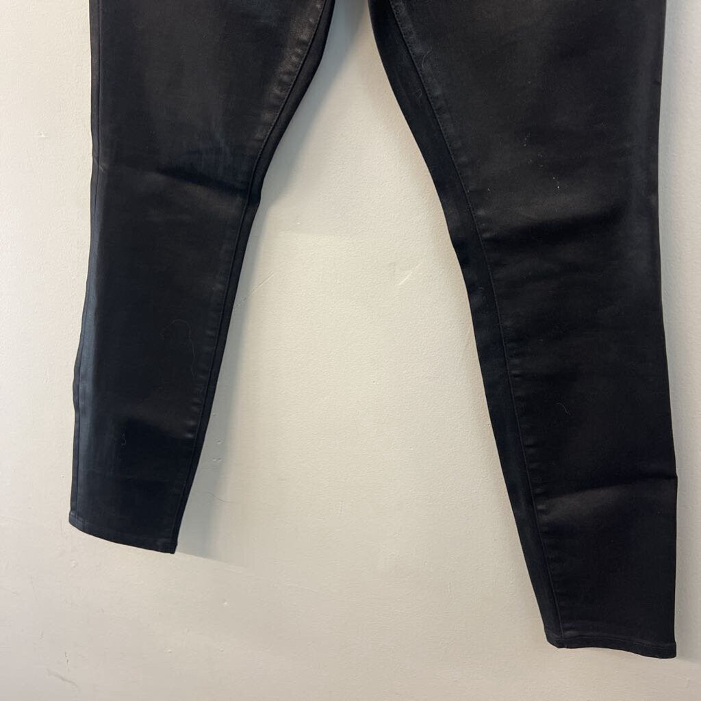 Good American Black Coated Denim Skinny Leg Jeans 29