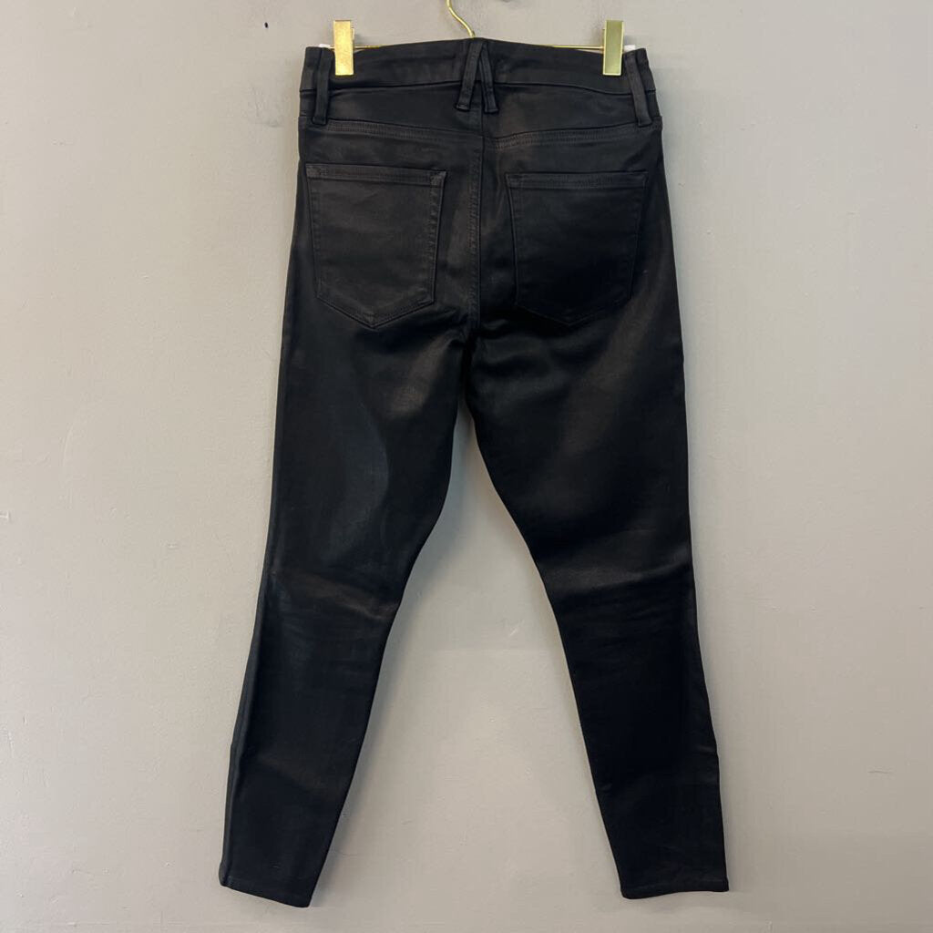 Good American Black Coated Denim Skinny Leg Jeans 29