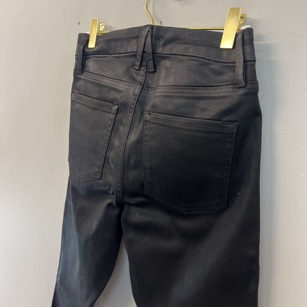 Good American Black Coated Denim Skinny Leg Jeans 29