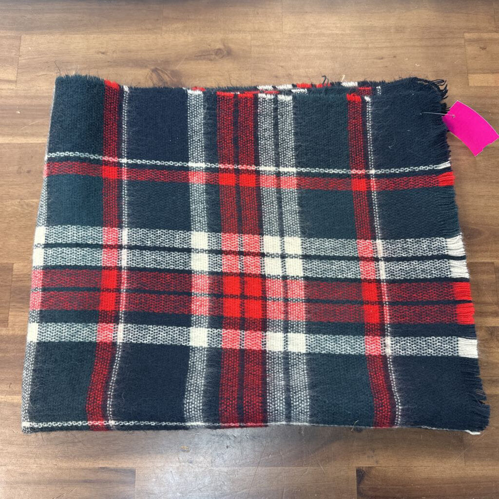 Green/ Red/ Navy Plaid Scarf Wrap
