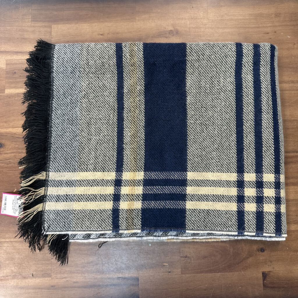 Navy/ Beige Print Scarf Wrap
