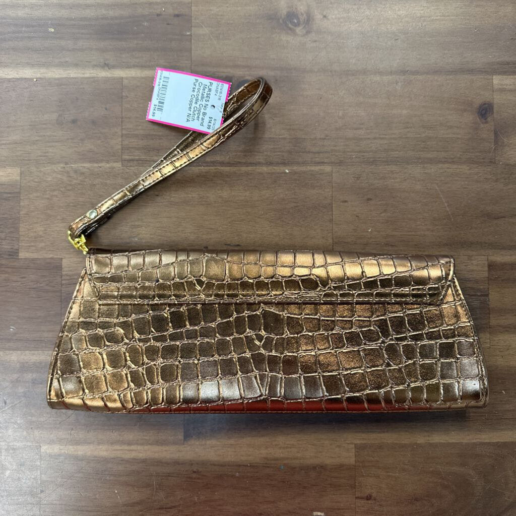 Metallic Copper Crocodile Clutch Purse