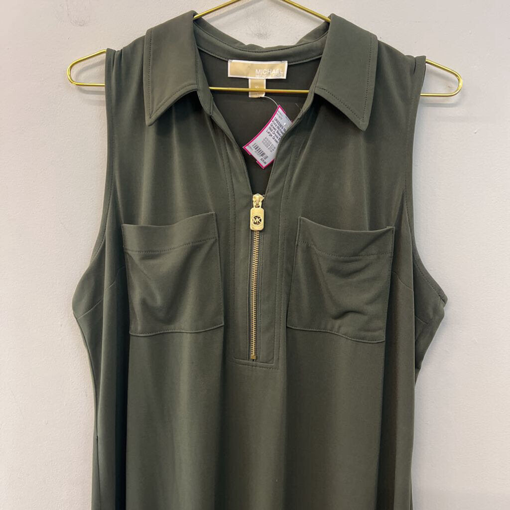 Michael Kors Green Sleeveless Midi Dress Extra Large