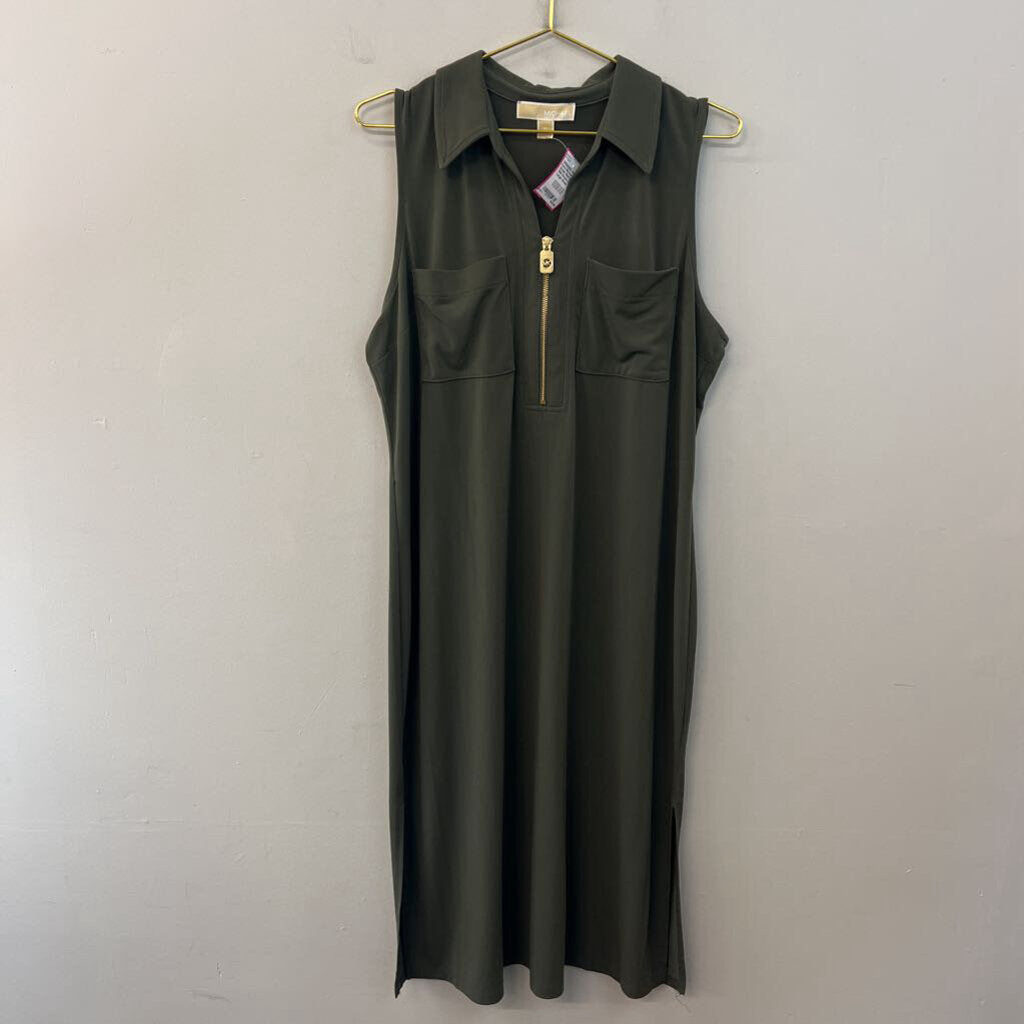 Michael Kors Green Sleeveless Midi Dress Extra Large