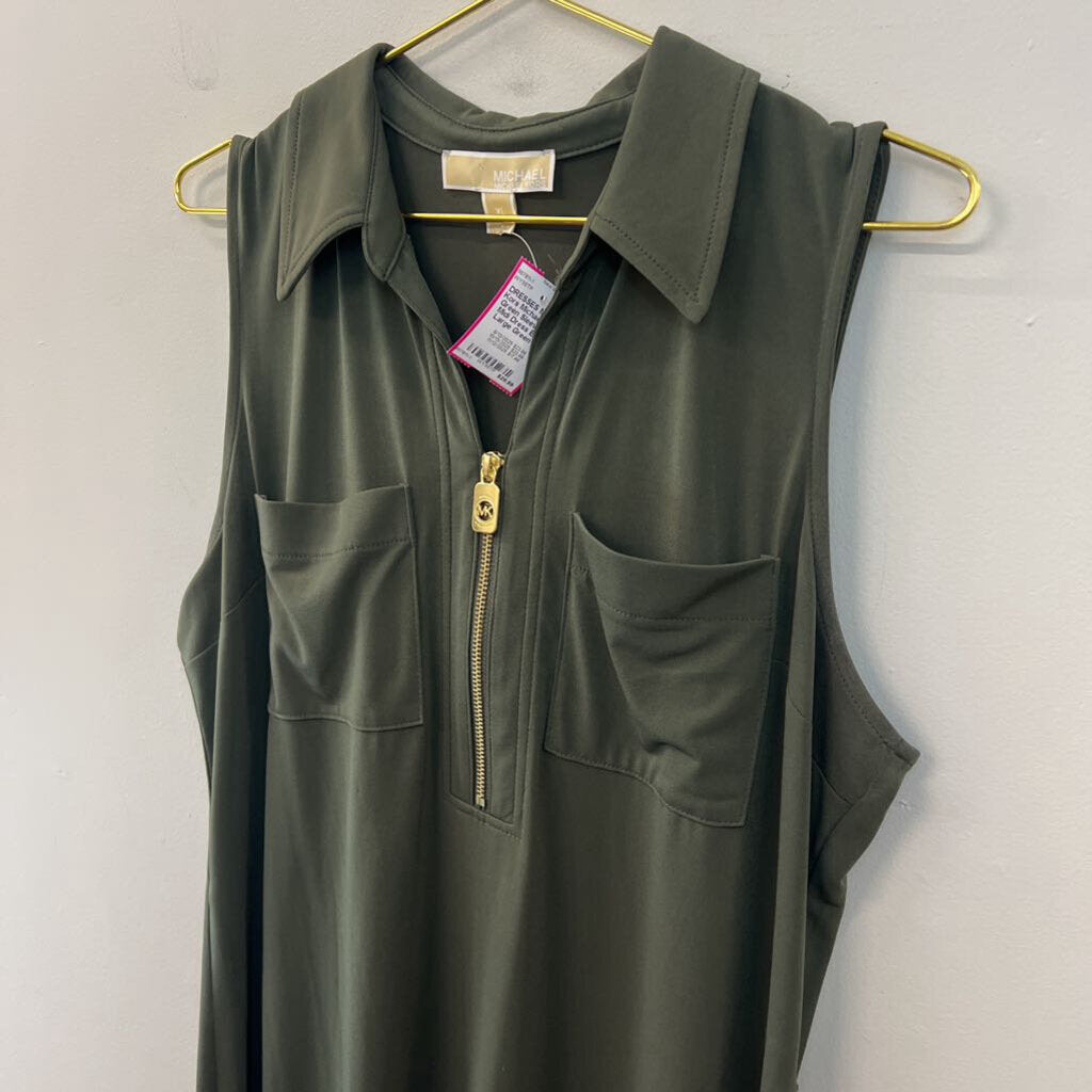 Michael Kors Green Sleeveless Midi Dress Extra Large