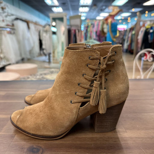 Franco Fortini Brown Suede Open Toe Booties 6