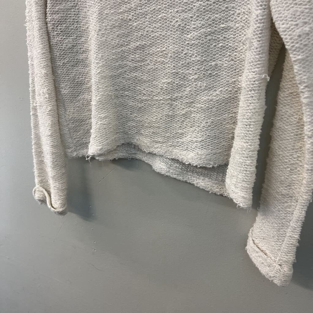 Cream Knit Long Sleeve Cropped Sweater Top Medium