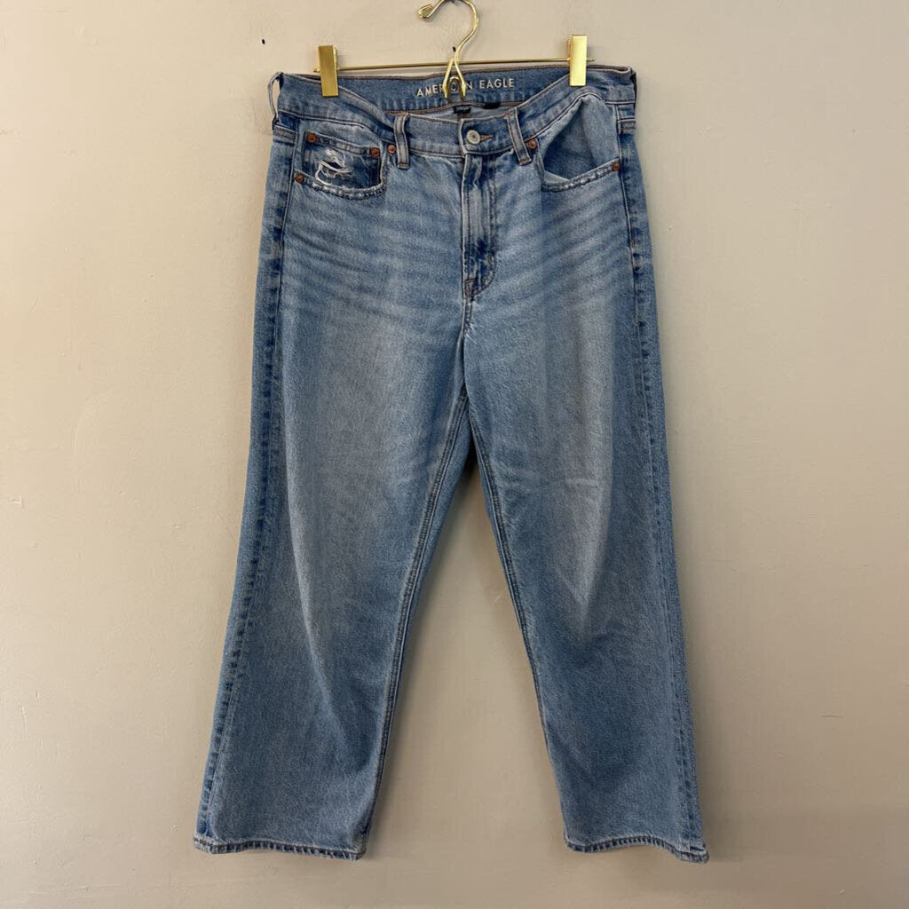 American Eagle Light Wash Wide Leg Mom Jeans 6 Short