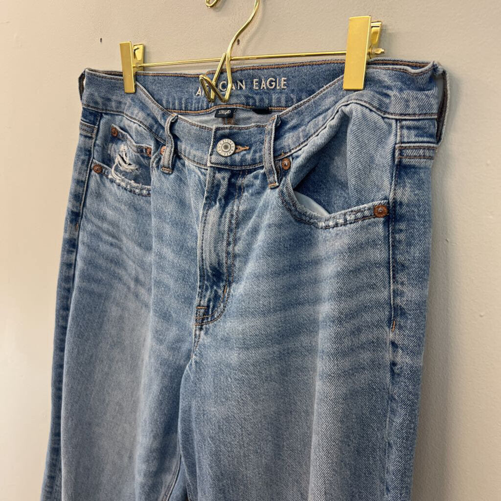 American Eagle Light Wash Wide Leg Mom Jeans 6 Short