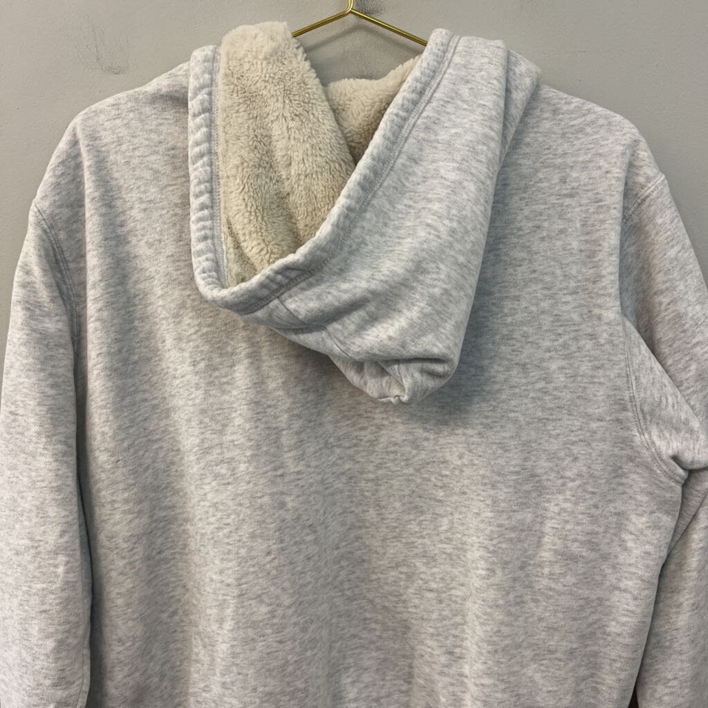 Hollister Grey Fleece Lined Zip Up Hoodie Large