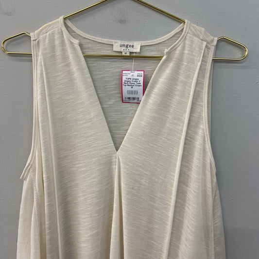 Umgee Cream V Neck Flowy Tank Top Medium