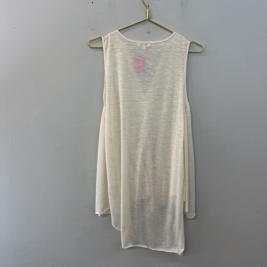 Umgee Cream V Neck Flowy Tank Top Medium