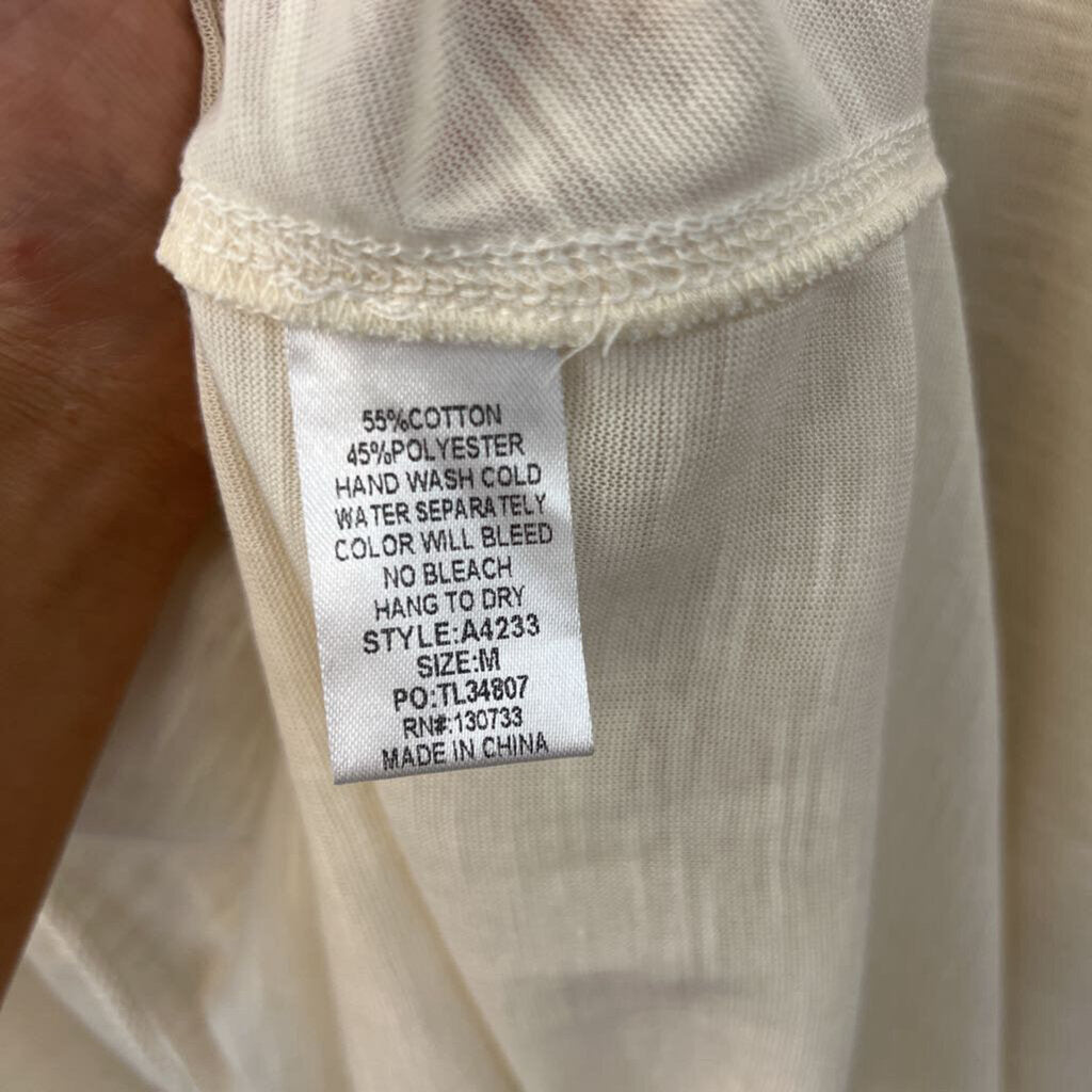 Umgee Cream V Neck Flowy Tank Top Medium