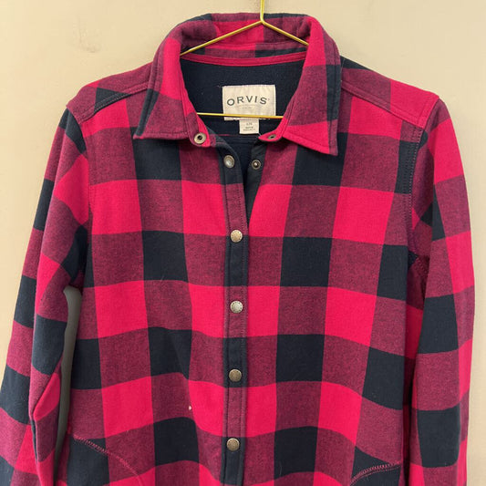 Orvis Pink/ Black Gingham Long Sleeve Shacket Large