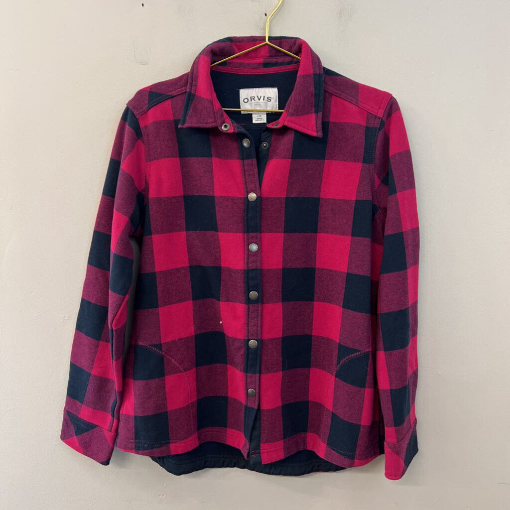 Orvis Pink/ Black Gingham Long Sleeve Shacket Large