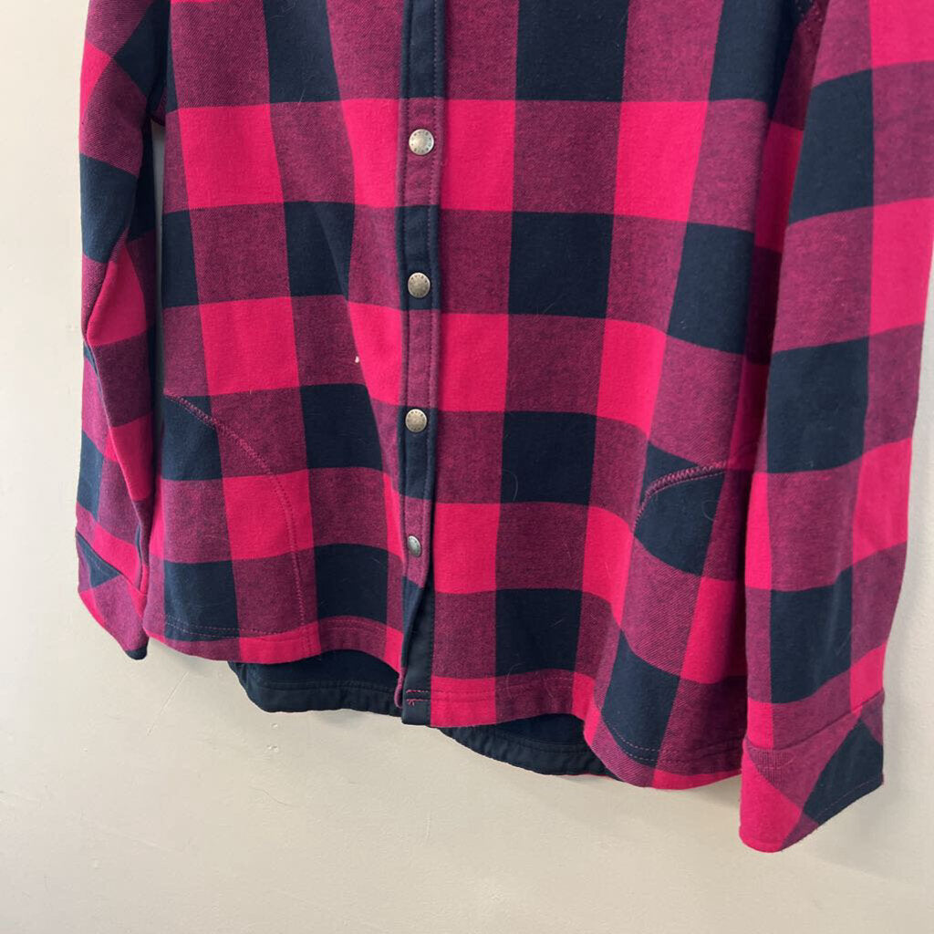 Orvis Pink/ Black Gingham Long Sleeve Shacket Large