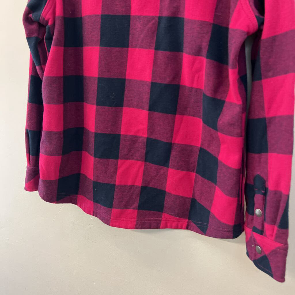Orvis Pink/ Black Gingham Long Sleeve Shacket Large