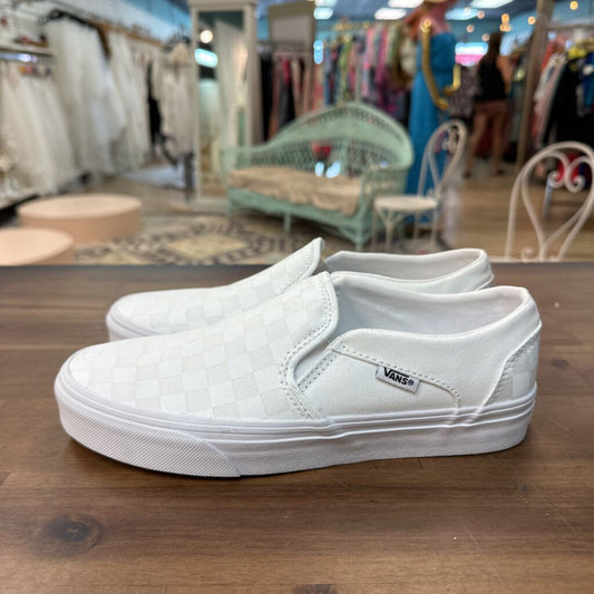 Vans White Checkered Classic Slip Ons 8