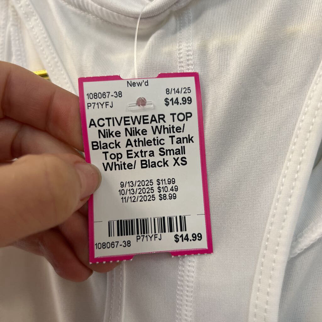 Nike White/ Black Athletic Tank Top Extra Small