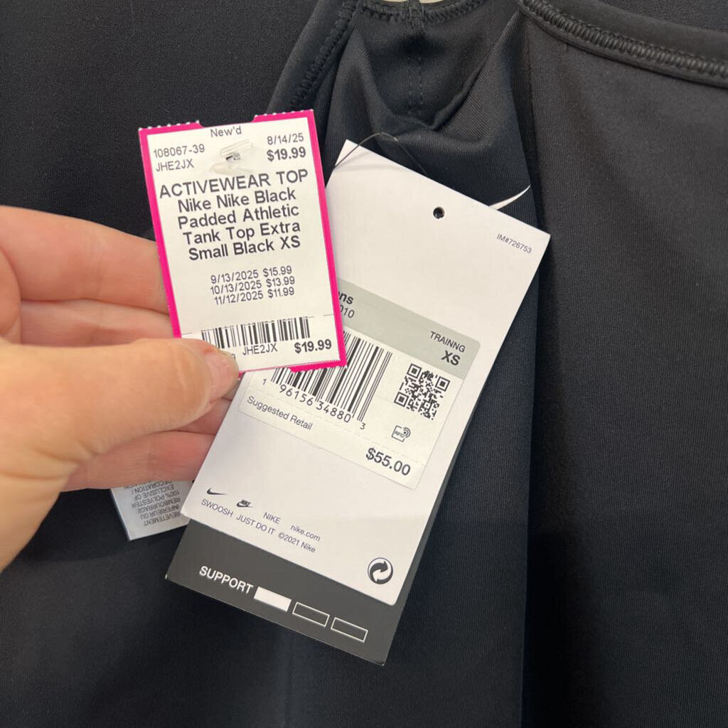 Nike Black Padded Athletic Tank Top Extra Small