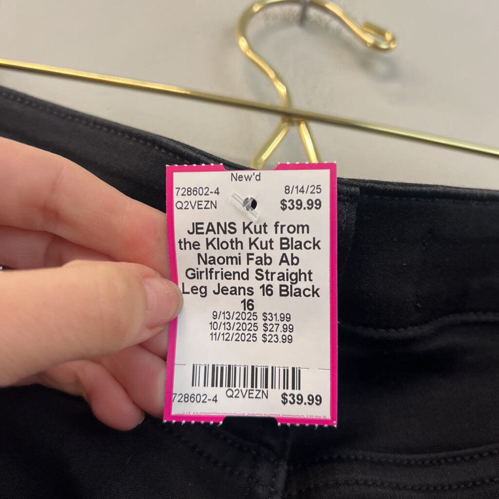 Kut Black Naomi Fab Ab Girlfriend Straight Leg Jeans 16