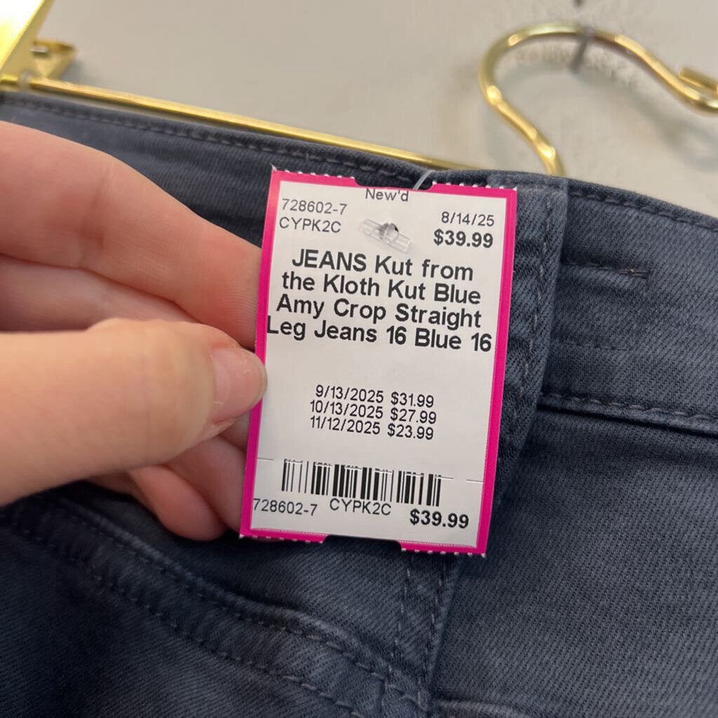 Kut Blue Amy Crop Straight Leg Jeans 16