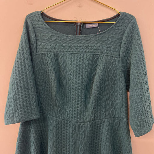 ModCloth Green Cable Knit Pattern Long Sleeve Dress Extra Large