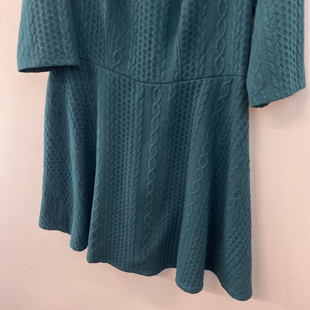 ModCloth Green Cable Knit Pattern Long Sleeve Dress Extra Large
